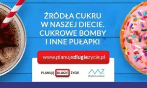 Słodki napój i lukrowany pączek przypominają o tym, ile cukru dziennie spożywamy.