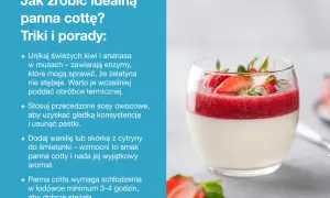 Idealna panna cotta z musem truskawkowym. Przepis na ten deser zawiera wskazówki, jak uzyskać idealną konsystencję.