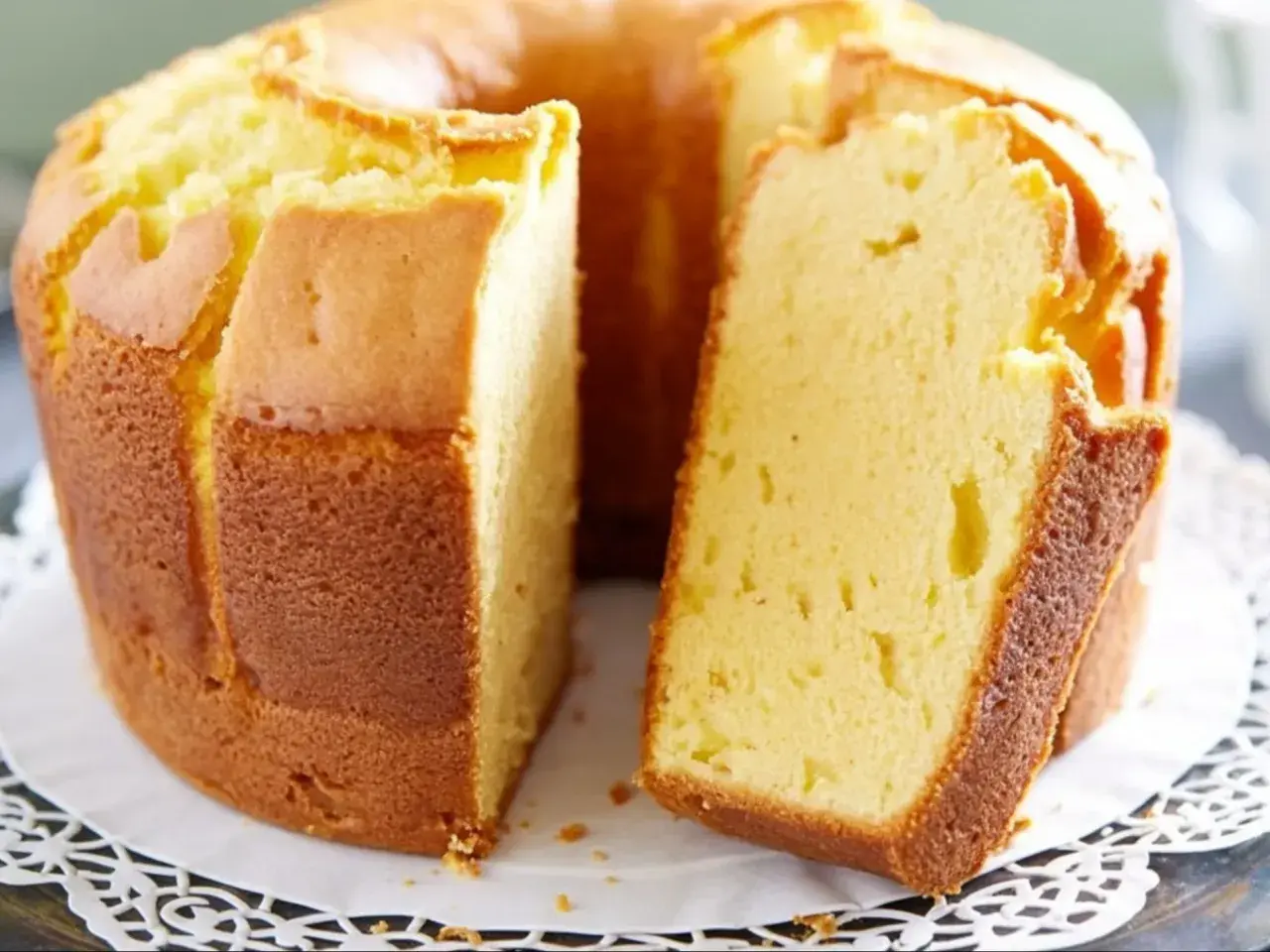 Puszysta babka wielkanocna, zrumieniona skórka i jasny środek. Idealna na święta, smakuje wyśmienicie.