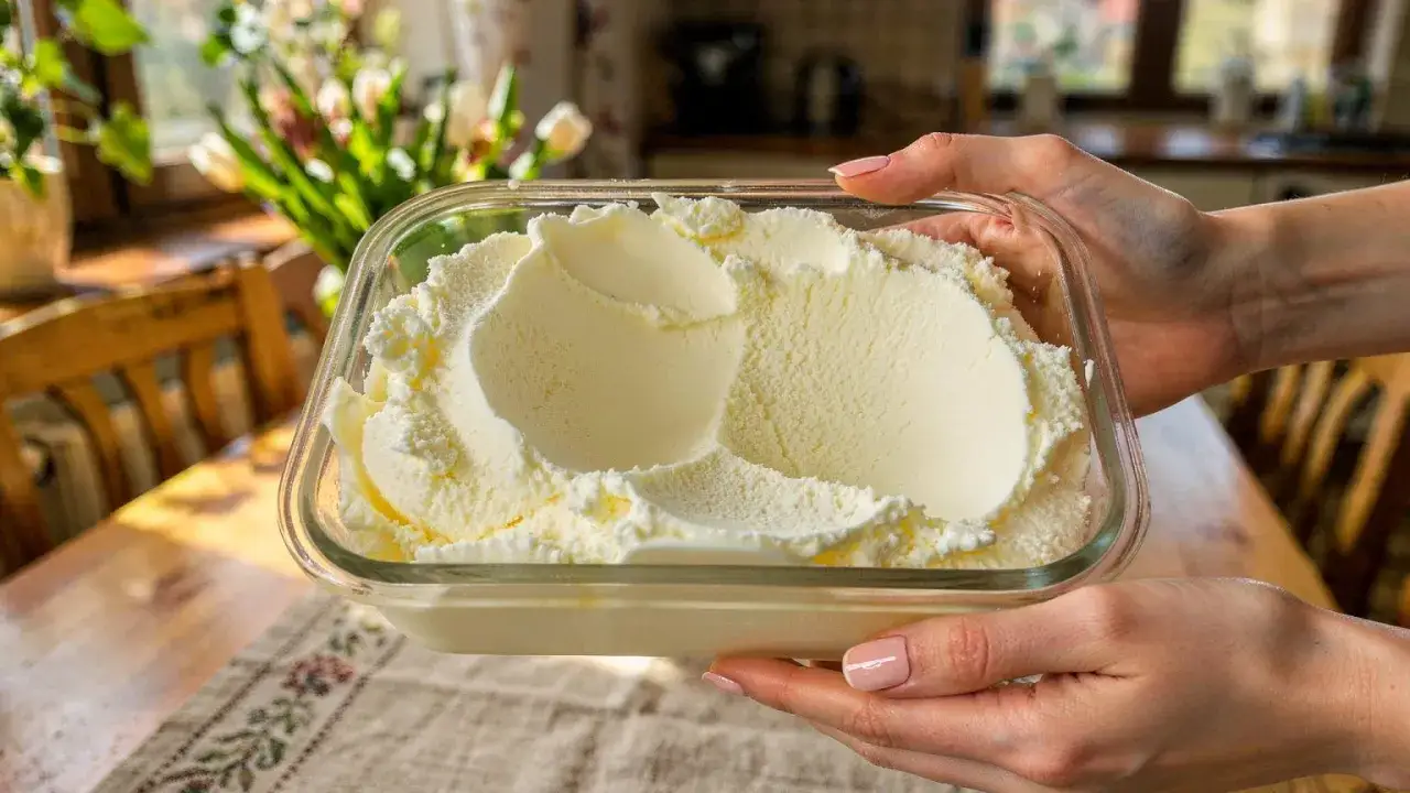 Domowe lody waniliowe w szklanym pojemniku. Idealne na lato, łatwe do zrobienia.