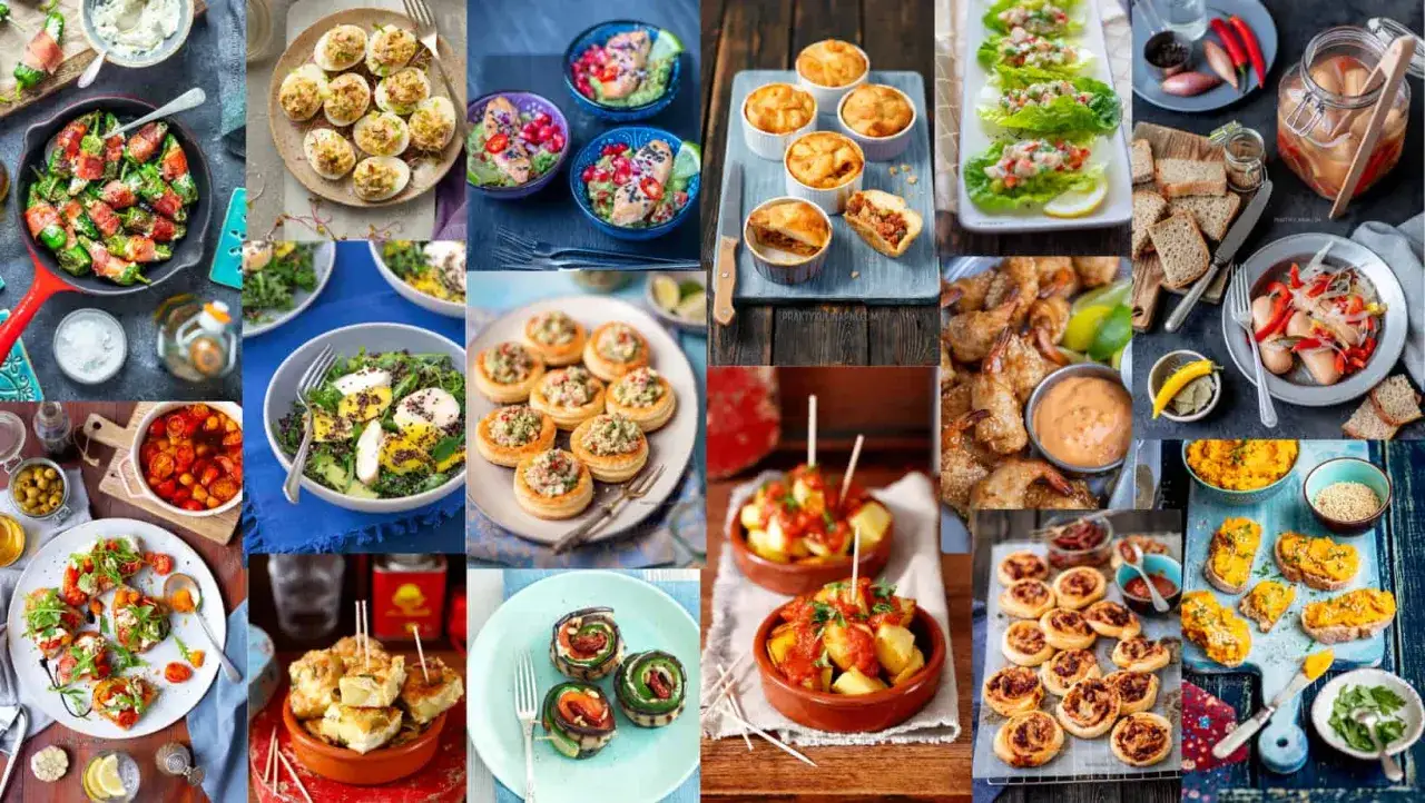 Kreatywne przekąski na imprezę: faszerowane papryczki, jajka faszerowane, mini tarty, krewetki, bruschetty i wiele innych pyszności.