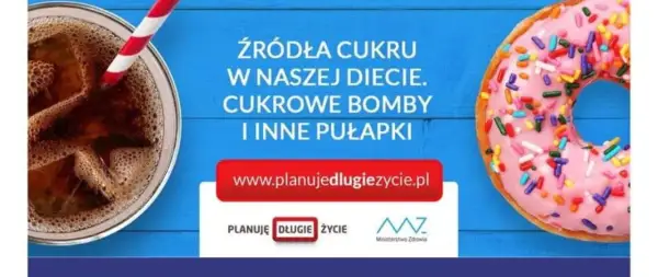 Słodki napój i lukrowany pączek przypominają o tym, ile cukru dziennie spożywamy.
